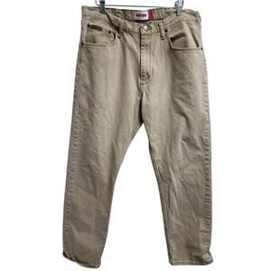 Wrangler Brown Tag Jeans 34x32 Khaki Denim Regular Fit Vintage Workwear Men
